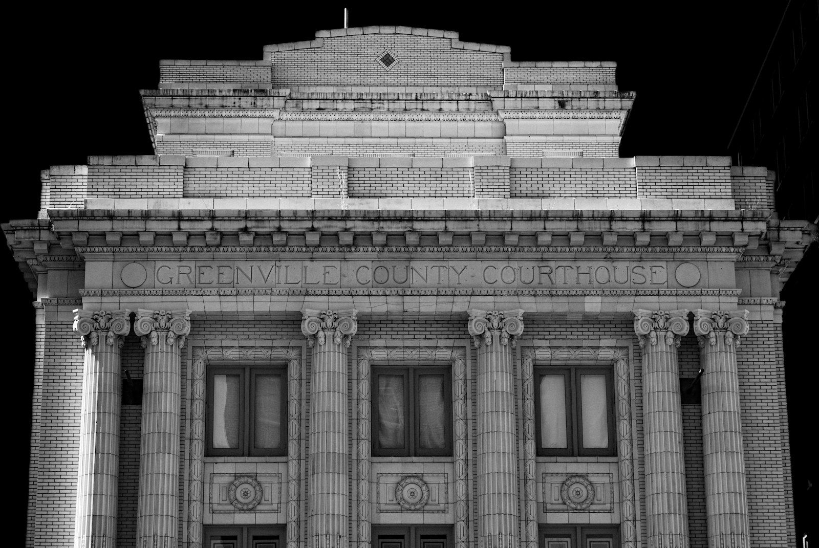 Classical courthouse facade with tall columns